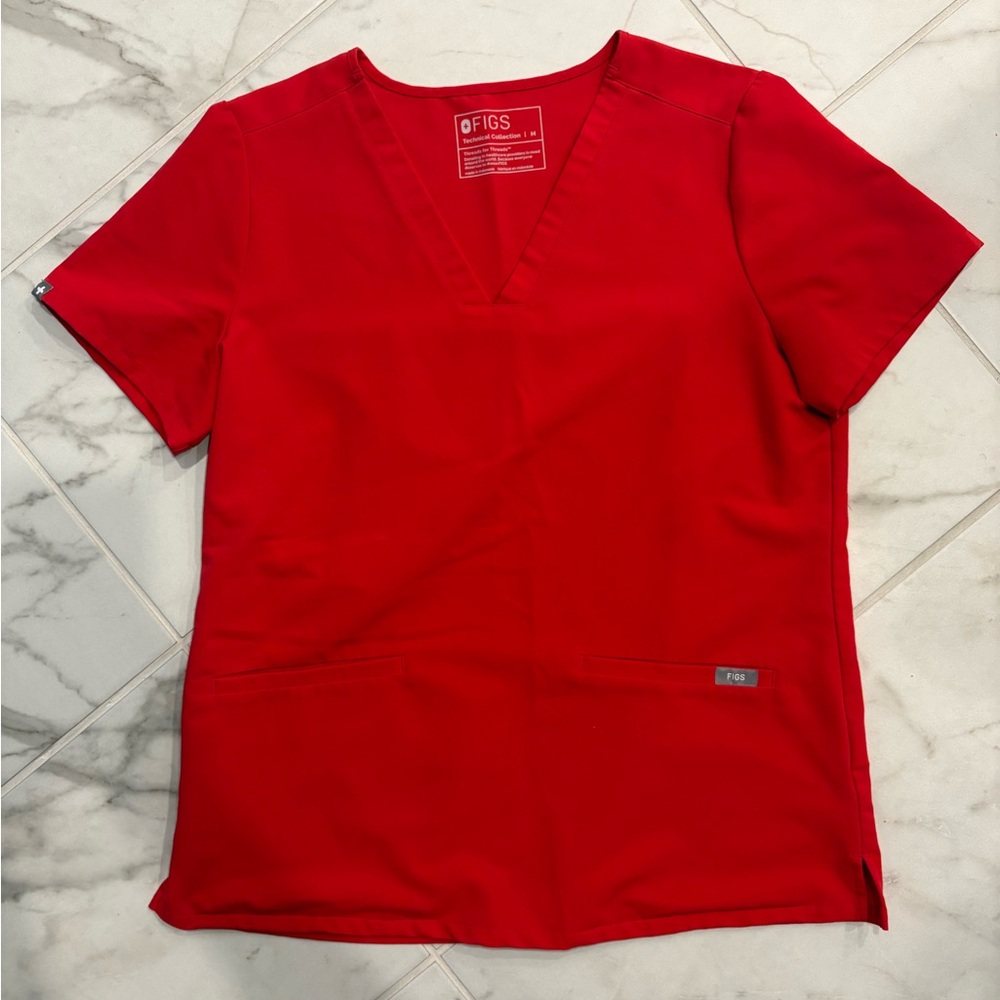 FIGS Women's Pop Red Scrub Top